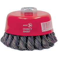 CK3501T High Performance Knot Twisted Cup Brush, 3-1/2" Dia., 0.02" Fill, 5/8"-11 Arbor, Steel Sécurité Médic