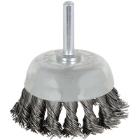 Brosse boisseau &agrave; fils nou&eacute;s torsad&eacute;s mont&eacute; sur mandrin 8046, 1-1/8" dia. Sécurité Médic