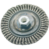 Stringer Bead Brush, 4" Dia., 0.022" Fill, 5/8"-11 Arbor, Steel Sécurité Médic