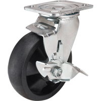 Roulettes haute temp&eacute;rature, Pivotant avec frein, 6" (152,4 mm), Nylon, 880 lb (399 kg) Sécurité Médic
