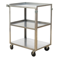 Shelf Carts, 3 Tiers, 15-1/2" W x 32-1/8" H x 24" D, 300 lbs. Capacity Sécurité Médic