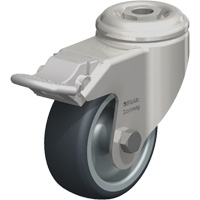 Stainless Steel Thermoplastic Elastomer Caster, Swivel with Brake, 3-1/8" (79.5 mm) Dia., 220 lbs. (100 kg.) Capacity Sécurité Médic