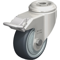 Stainless Steel Thermoplastic Elastomer Caster, Swivel with Brake, 3-1/8" (79.5 mm) Dia., 220 lbs. (100 kg.) Capacity Sécurité Médic