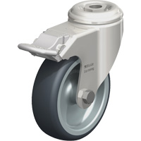 Stainless Steel Thermoplastic Elastomer Caster, Swivel with Brake, 4" (102 mm) Dia., 240 lbs. (108 kg.) Capacity Sécurité Médic