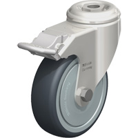 Stainless Steel Thermoplastic Elastomer Caster, Swivel with Brake, 4" (102 mm) Dia., 240 lbs. (108 kg.) Capacity Sécurité Médic