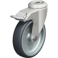 Stainless Steel Thermoplastic Elastomer Caster, Swivel with Brake, 5" (127 mm) Dia., 265 lbs. (120 kg.) Capacity Sécurité Médic