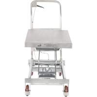 Table &eacute;l&eacute;vatrice hydraulique manuelle &agrave; ciseaux, 35-1/2" lo x 20" la, Partiellement en acier inoxydable, Capacit&eacute; 800 lb Sécurité Médic