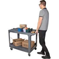 Flat-Shelf Utility Service Cart, 2 Tiers, 25-1/4" x 32-1/4" x 44", 550 lbs. Capacity Sécurité Médic