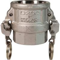 Coupleur &agrave; came et cannelure EZ Boss-Lock, Acier inoxydable, Type D, 1", NPT femelle, 250 PSI Sécurité Médic