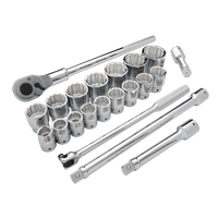 SAE Socket Set, 21 Pcs, 3/4" Drive Size Sécurité Médic