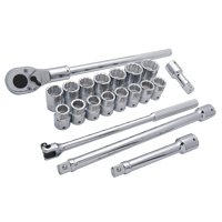 Metric Socket Set, 20 Pcs, 3/4" Drive Size Sécurité Médic