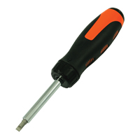 Ratcheting Multibit Screwdriver, 10-3/5" L, Cushion Grip Handle Sécurité Médic