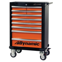 Roller Tool Cabinet, 10 Drawers, 28" W x 18" D x 43-1/4" H, Black/Orange Sécurité Médic