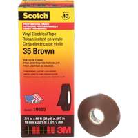 Scotch&reg; Vinyl Colour Coding Electrical Tape, 19 mm (3/4") W x 20 m (66') L, 7 mils, Brown Sécurité Médic