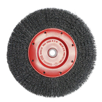 Brosses &eacute;conomiques &agrave; fils cr&ecirc;p&eacute;s - Face &eacute;troite, 6" dia., Fils 0.014, Arbre 2" Sécurité Médic