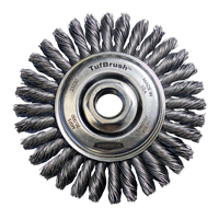 TufBrush Knot Wire Wheel Brush, 4" Dia., 0.02" Fill, 5/8"-11 Arbor, Steel Sécurité Médic