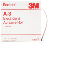 Scotch&reg; A-3 Electrician's Abrasive Roll, Aluminum Oxide, 1" W x 75' L, 120 Grit Sécurité Médic