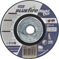 Meule &agrave; tronçonner pour coupe &agrave; angle droit RightCut BlueFire, 4-1/2" x 1/16", Arbre de 5/8"-11, Type 27/42, Oxyde d'aluminium, 13580 Tr/min Sécurité Médic