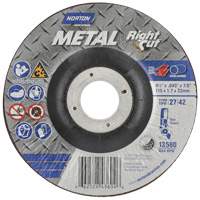 Meule &agrave; tronçonner m&eacute;tallique pour coupe &agrave; angle droit RightCut, 4-1/2" x 0,045", Arbre de 7/8", Type 27, Oxyde d'aluminium, 13580 Tr/min Sécurité Médic
