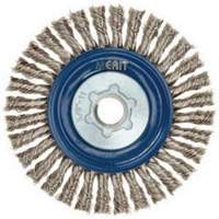 Brosse &agrave; fils nou&eacute;s pour cordons de soudure pour meuleuse angulaire, Dia. 5", Fils 0,02", Arbre 5/8"-11, Acier inoxydable Sécurité Médic
