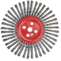 Brosse &agrave; fils nou&eacute;s pour cordons de soudure, Dia. 12", Fils 0,035", Arbre 1", Acier Sécurité Médic