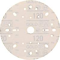 Hookit Gold Abrasive Disc, 6" Dia., 120 Grit, Aluminum Oxide, C-Weight Sécurité Médic