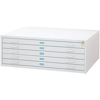 Steel Plan Files-5 Drawer, 5 Drawers, 46-3/8" W x 35-3/8" D x 16-1/2" H Sécurité Médic