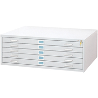 Steel Plan Files-5 Drawer, 5 Drawers, 53-3/8" W x 41-3/8" D x 16-1/2" H Sécurité Médic
