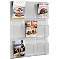 Literature Displays, Wall Mount, 9 Slots, Plastic, 30" W x 2" D x 36-7/8" H Sécurité Médic