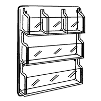 Literature Displays, Wall Mount, 9 Slots, Plastic, 30" W x 2" D x 36-7/8" H Sécurité Médic