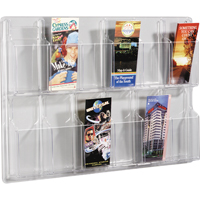 Literature Displays, Wall Mount, 12 Slots, Plastic, 30" W x 2" D x 20-3/8" H Sécurité Médic