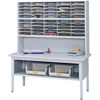 E-z Sort&reg; Mailroom Furniture-sorting Tables With Shelf-base Table With Shelf, 60" W x 28" D x 36" H, Laminate Sécurité Médic