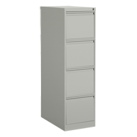 Vertical Filing Cabinet, Steel, 4 Drawers, 15-1/7" W x 25" D x 52" H, Grey Sécurité Médic