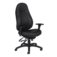 High Back Comfort Chair, Leather, Black, 300 lbs. Capacity Sécurité Médic