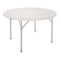 Folding Table, Round, 48" L x 48" W, Polyethylene, White Sécurité Médic