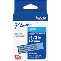 Laminated Tape for P-Touch&reg;, 12 mm x 8 m, Black on Blue Sécurité Médic