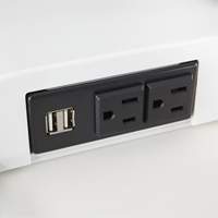 Bureau &eacute;lectrique assis/debout Soar avec bras d&eacute;cran double, Mod&egrave;le de bureau, 37-1/4" h x 27-3/4" la x 22" p, Blanc Sécurité Médic