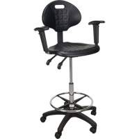 Tabouret ergonomique robuste avec accoudoirs r&eacute;glables et roulettes en nylon, Mobile, Ajustable Hauteur, Capacit&eacute; 250 lb Sécurité Médic