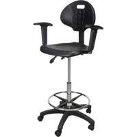 Tabouret ergonomique robuste avec accoudoirs r&eacute;glables et roulettes en nylon, Mobile, Ajustable Hauteur, Capacit&eacute; 250 lb Sécurité Médic