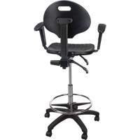 Tabouret ergonomique robuste avec accoudoirs r&eacute;glables et roulettes en nylon, Mobile, Ajustable Hauteur, Capacit&eacute; 250 lb Sécurité Médic