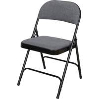 Chaise pliante de luxe en tissu rembourr&eacute;e, Acier, Gris, Capacit&eacute; 300 lb Sécurité Médic