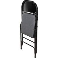 Chaise pliante de luxe en tissu rembourr&eacute;e, Acier, Gris, Capacit&eacute; 300 lb Sécurité Médic