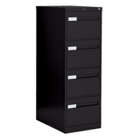 Vertical Filing Cabinet with Recessed Drawer Handles, 4 Drawers, 18.15" W x 26.56" D x 52" H, Black Sécurité Médic