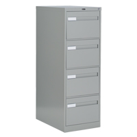 Vertical Filing Cabinet with Recessed Drawer Handles, 4 Drawers, 18.15" W x 26.56" D x 52" H, Grey Sécurité Médic