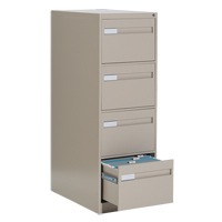 Vertical Filing Cabinet with Recessed Drawer Handles, 4 Drawers, 18.15" W x 26.56" D x 52" H, Beige Sécurité Médic