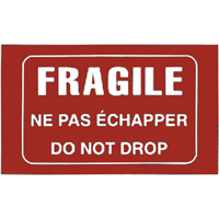 &eacute;tiquettes pour traitement sp&eacute;cial bilingues Fragile, 5" lo x 3" la, Blanc/rouge Sécurité Médic