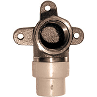 Coude applique 90° monobloc, Noeud x FPT, Laiton/PVC-C, 3/4" Sécurité Médic