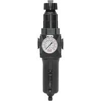 Manual Drain Filter/Regulator with Metal Bowl & Gauge Modulair 400, 1/2" NPT, 200 psi, 9.1 fl. oz. Capacity Sécurité Médic