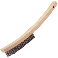 Brosse &agrave; main &agrave; r&eacute;curer &agrave; manche courb&eacute;, Acier inoxydable, 4 x 20 rangs de fils, Longueur 17" Sécurité Médic