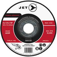 A24R Power Abrasive Grinding Wheel, 4-1/2" x 1/4", 7/8" Arbor, Type 27 Sécurité Médic